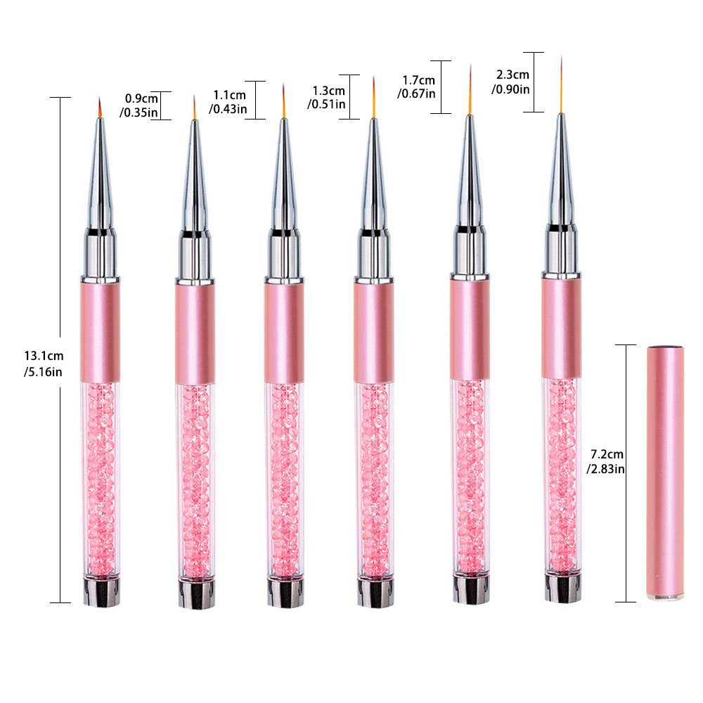 Nail Art Kaki - 6-teiliges Set Acryl French Stripe Nagelkunst-Linienmalstift
