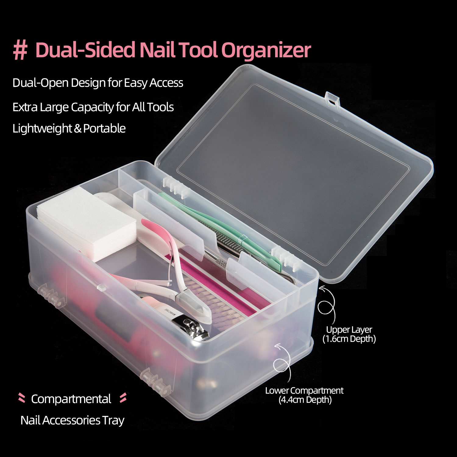 Dual-Open 2-Tier Super Kapazit – Nail Art Kaki Bewertung und Preis