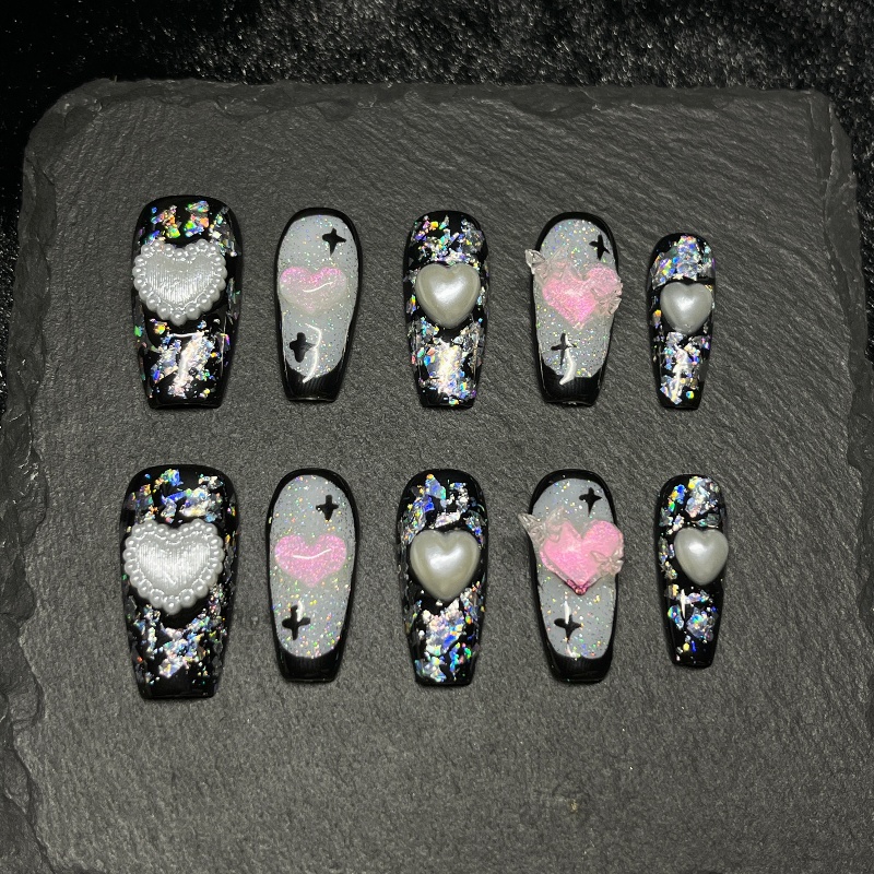 10 Stück Gothic Black Press on – Nail Art Glitter Bewertung und Preis